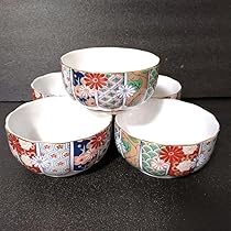 Amazon.co.jp: 有田焼 陶扇 中鉢5点セット 5枚 菊割皿 錦絵 赤絵